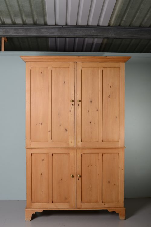 fig 1. English Georgian Antique Pine Housekeepers Cupboard. 