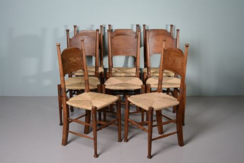 Set of Eight Oak Dining Chairs by William Birch