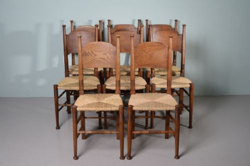 fig 1. Set of Eight Oak Dining Chairs by William Birch