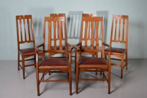 Set of Six Antique Dining Chairs by Wylie & Lockhead