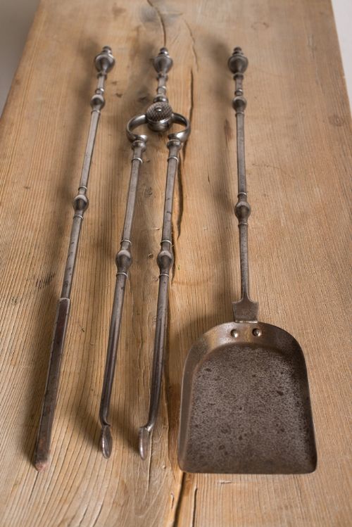 Set of English Antique Fire Irons in Steel