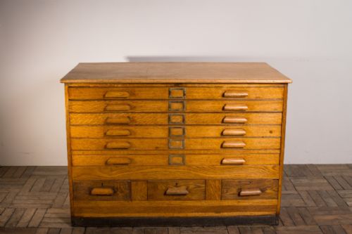 fig 2. English Edwardian Antique Oak Plan Chest