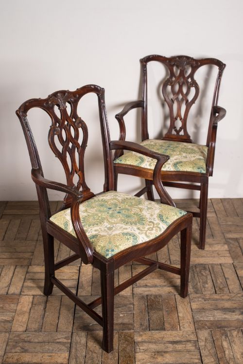 fig 1. Superb Quality Pair of English Antique Mahogany Armchairs