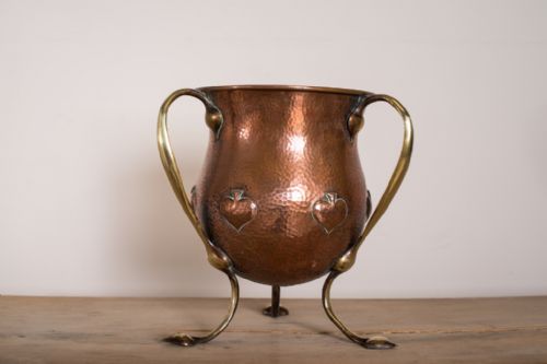 Art Nouveau Antique Brass & Copper Jardiniere