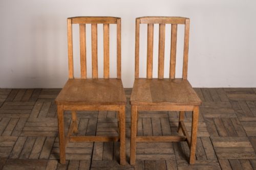 fig 1. Pair of Heals Antique Oak Stand Chairs