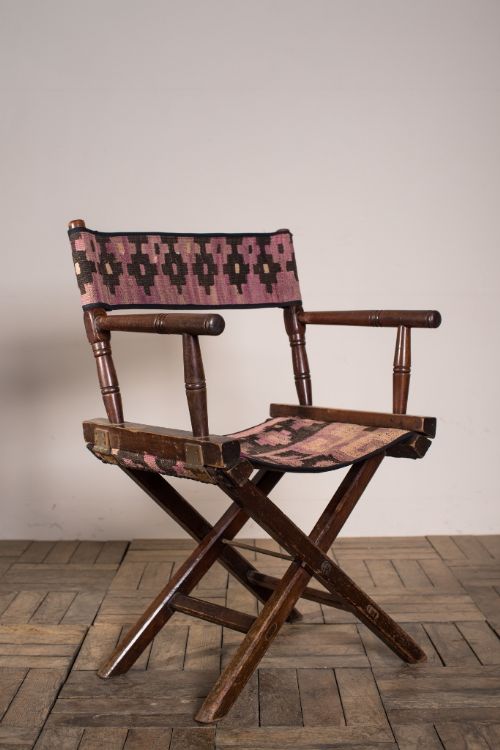 Antique Mahogany Folding Campaign Armchair