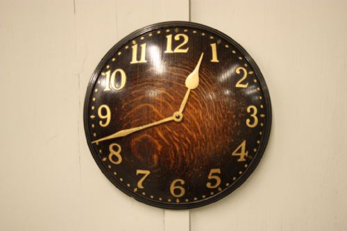 Heals Antique Oak Convex Wall Clock