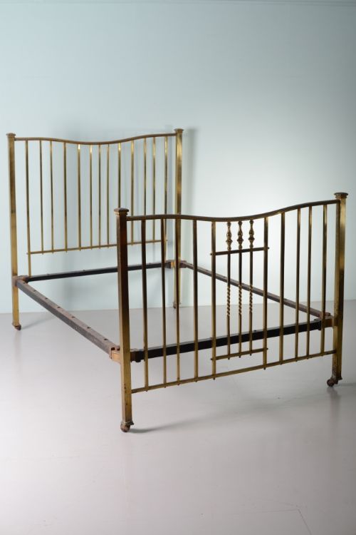 19th Century Antique Brass Double Bed