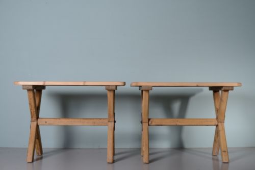 fig 1. Pair of English Antique Scrubbed Pine Tavern Tables
