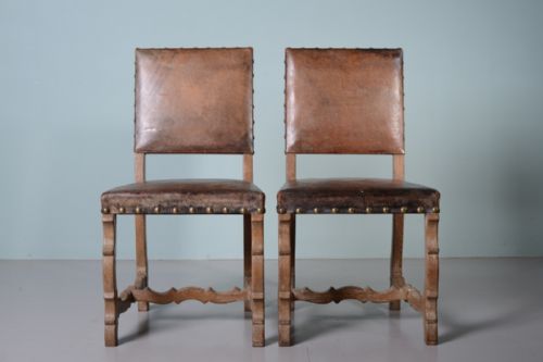 fig 1. Set of Six Heals Oak & Leather Dining Chairs