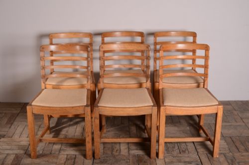 Set of Six 1930'S Heals Oak Dining Chairs