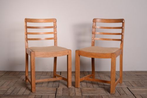 fig 1. Set Of Six 1930's Heals Oak Dining Chairs