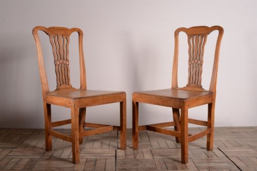 Pair of Georgian Antique Elm Side Chairs
