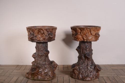Pair of English Glazed Terracotta Garden Planters