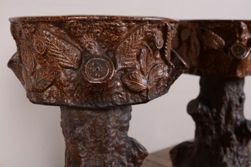 fig 1. Pair of English Glazed Terracotta Garden Planters