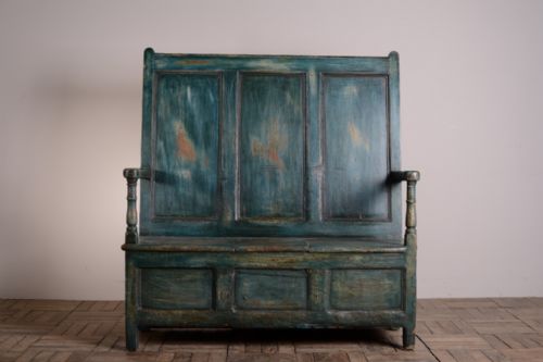 Georgian Antique Painted Pine Welsh Settle