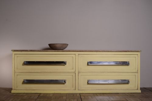 Painted Pine Antique Haberdashers Dresser Base.