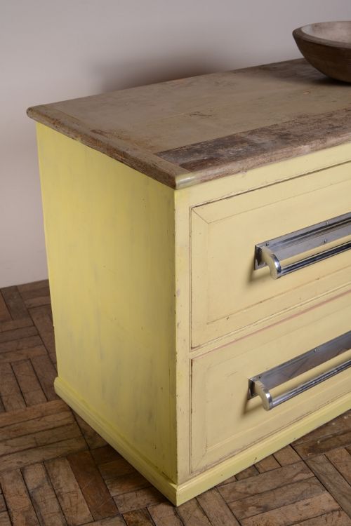 fig 1. Painted Pine Antique Haberdashers Dresser Base.