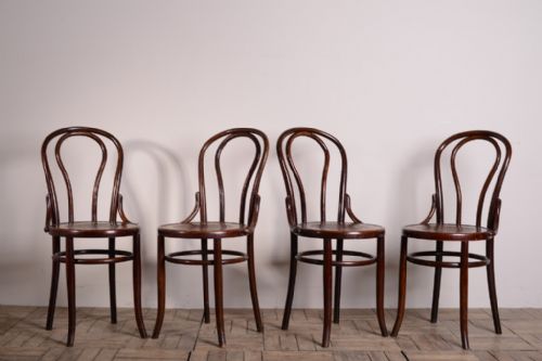 Set of Four Antique Bentwood Cafe Dining Chairs.
