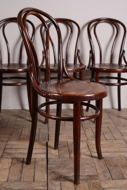 fig 1. Set of Four Antique Bentwood Cafe Dining Chairs.