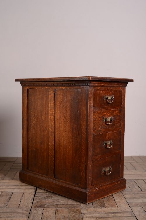 English Edwardian Antique Oak Office Pedestal Desk