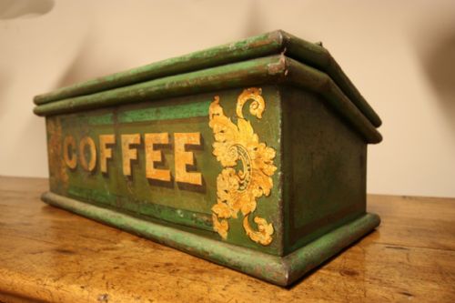 fig 1. 19th Century Antique Toleware Coffee Bin.