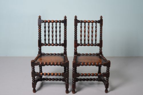 Pair of 19th Century Antique Oak Hall Chairs