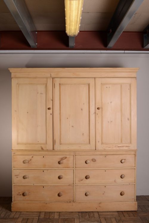 fig 1. Large English Antique Pine Housekeepers Cupboard.