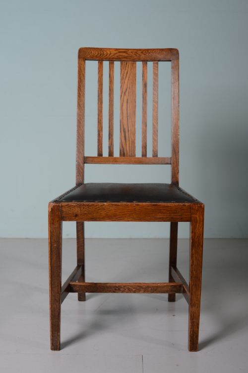 fig 1. Set of 6 Antique Edwardian Oak Dining Chairs.