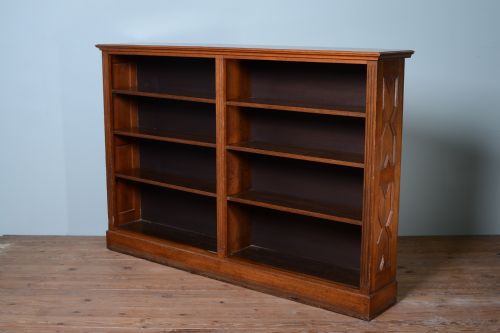 Large 19th Century Antique Open Oak Bookcase