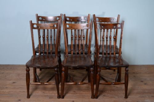 Set of Six English Antique Kitchen Dining Chairs