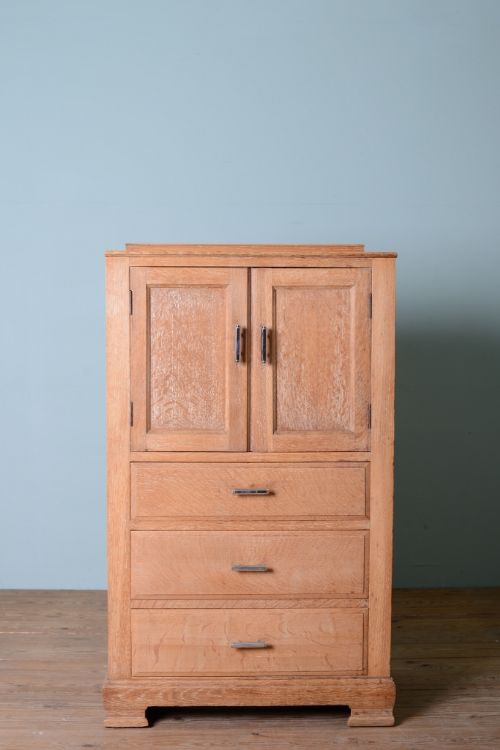 1930'S Limed Oak Tall Boy.