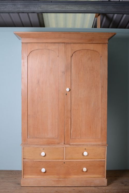 fig 1. 19th Century Antique Pine Double Wardrobe