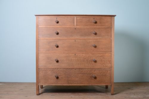 fig 1. Rare Large Heals Oak Chest of Drawers (Provenance).