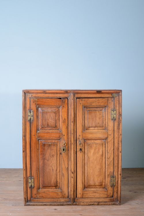 Georgian Elm Antique Wall Cupboard.