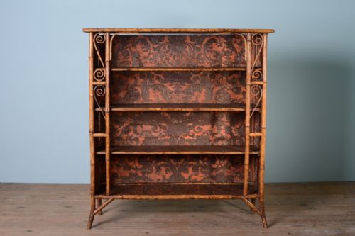19th Century Antique Bamboo Open Bookcase.