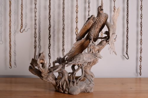Fabulous Large Antique Bird of Prey Carving