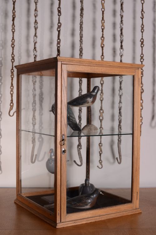 19th Century Antique Oak Shop Display Cabinet.