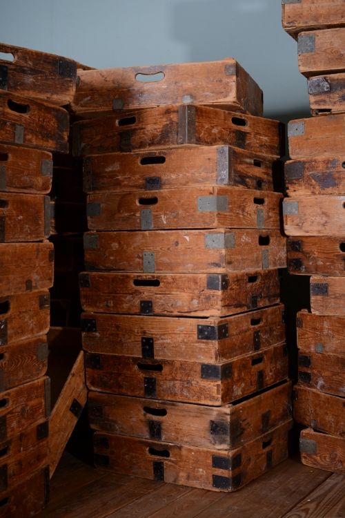 Antique Pine Trays from the Stoke on Trent Potteries.