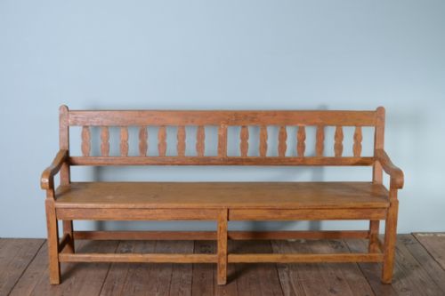 fig 1. Original Painted Pine Antique Bench Seat.