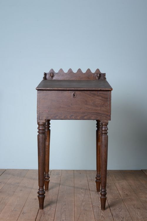 fig 1. Georgian Antique Painted Pine Desk with Candle Holders