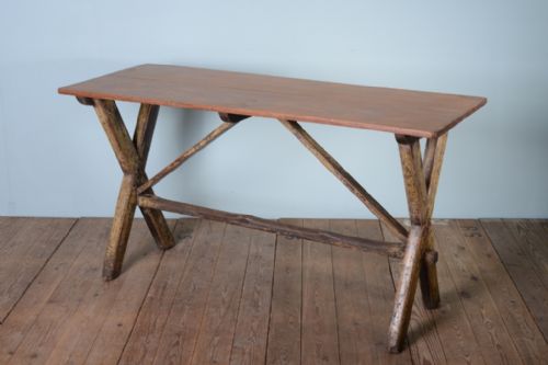 19th Century Cornish Antique X Frame Tavern Table.
