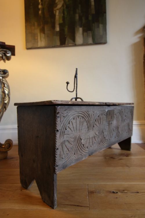 18th Century Antique Oak Plank Coffer.