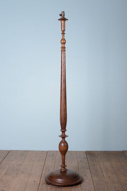 English Edwardian Antique Walnut Standard Lamp.