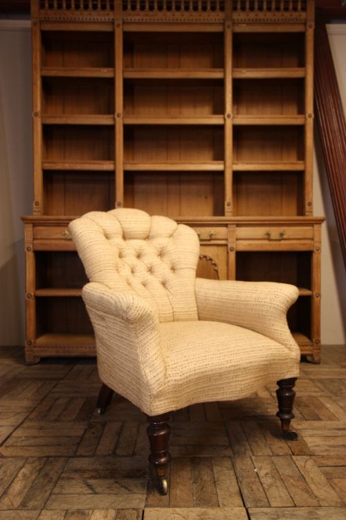 fig 1. William IV Antique Button Back Armchair.