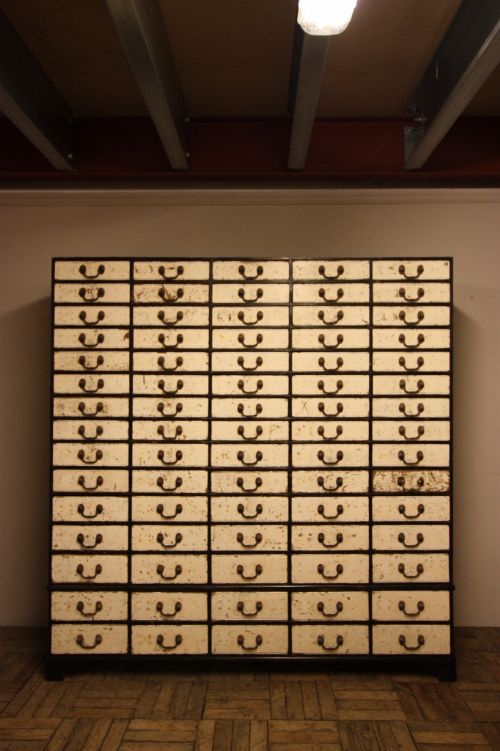 fig 1. Amazing Antique Bank of 75 Drawers in Period Paint.