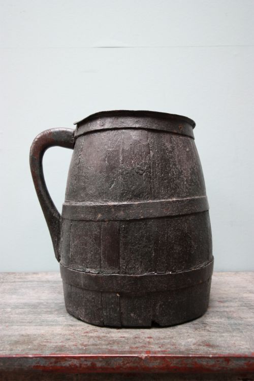 Wonderful 18th Century Antique Coopered Oak Jug