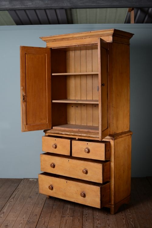 fig 2. 19th Century Painted Pine Linen Press Cupboard.