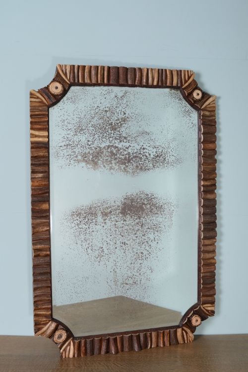Edwardian Antique Antler Decorated Mirror