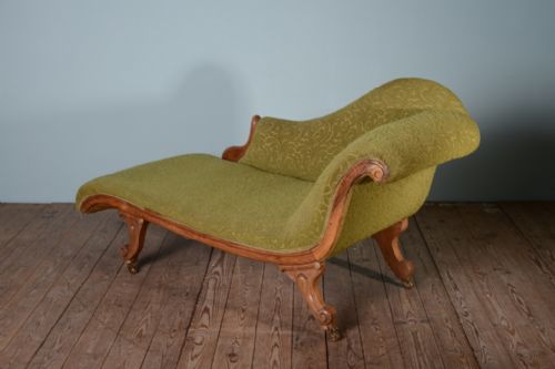 fig 1. Very Shapely English Antique Chaise Longue.